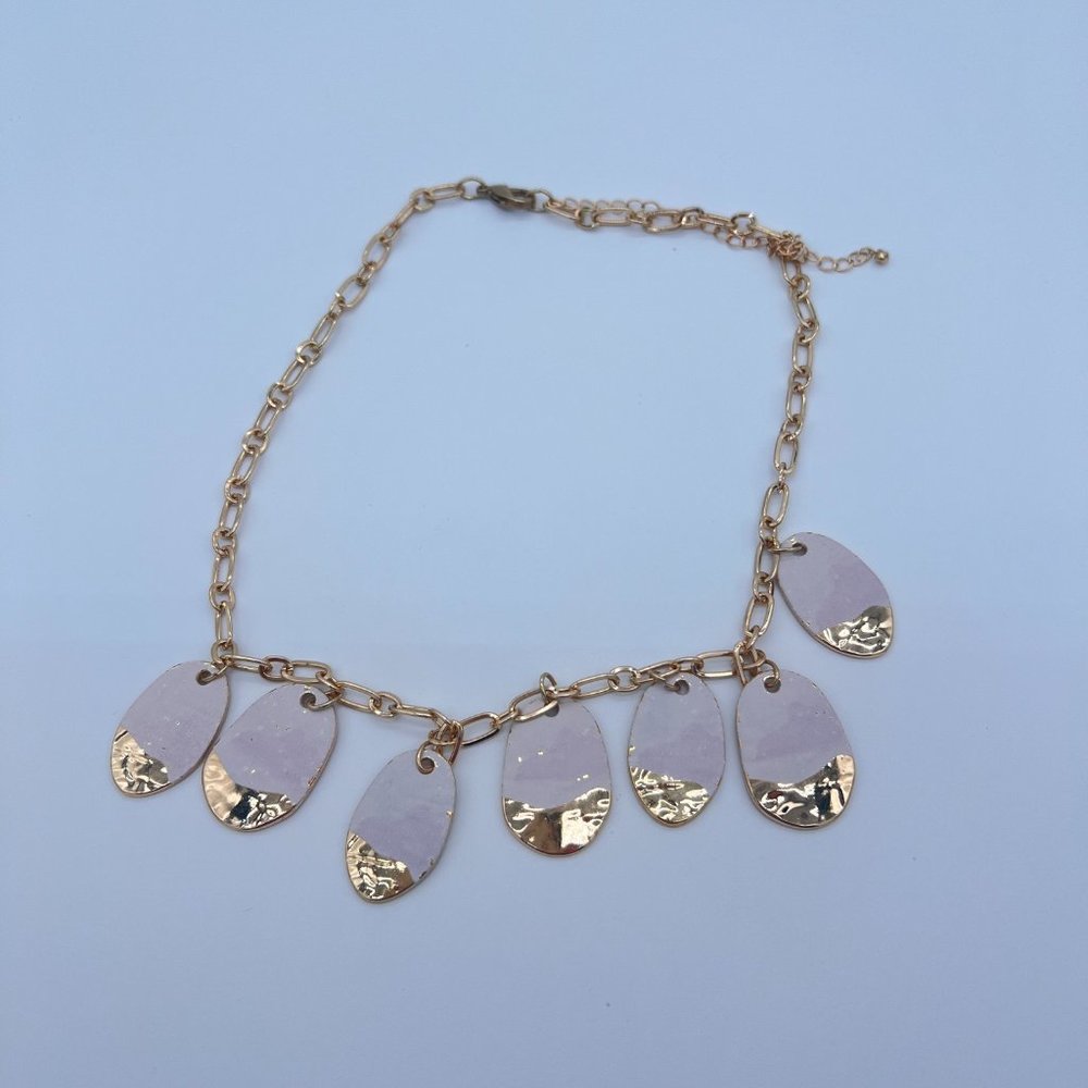 NWOT 🥀 18" White & Gold Teardrop Necklace w/ 4" Extender Women's Time And Tru - Picture 7 of 11